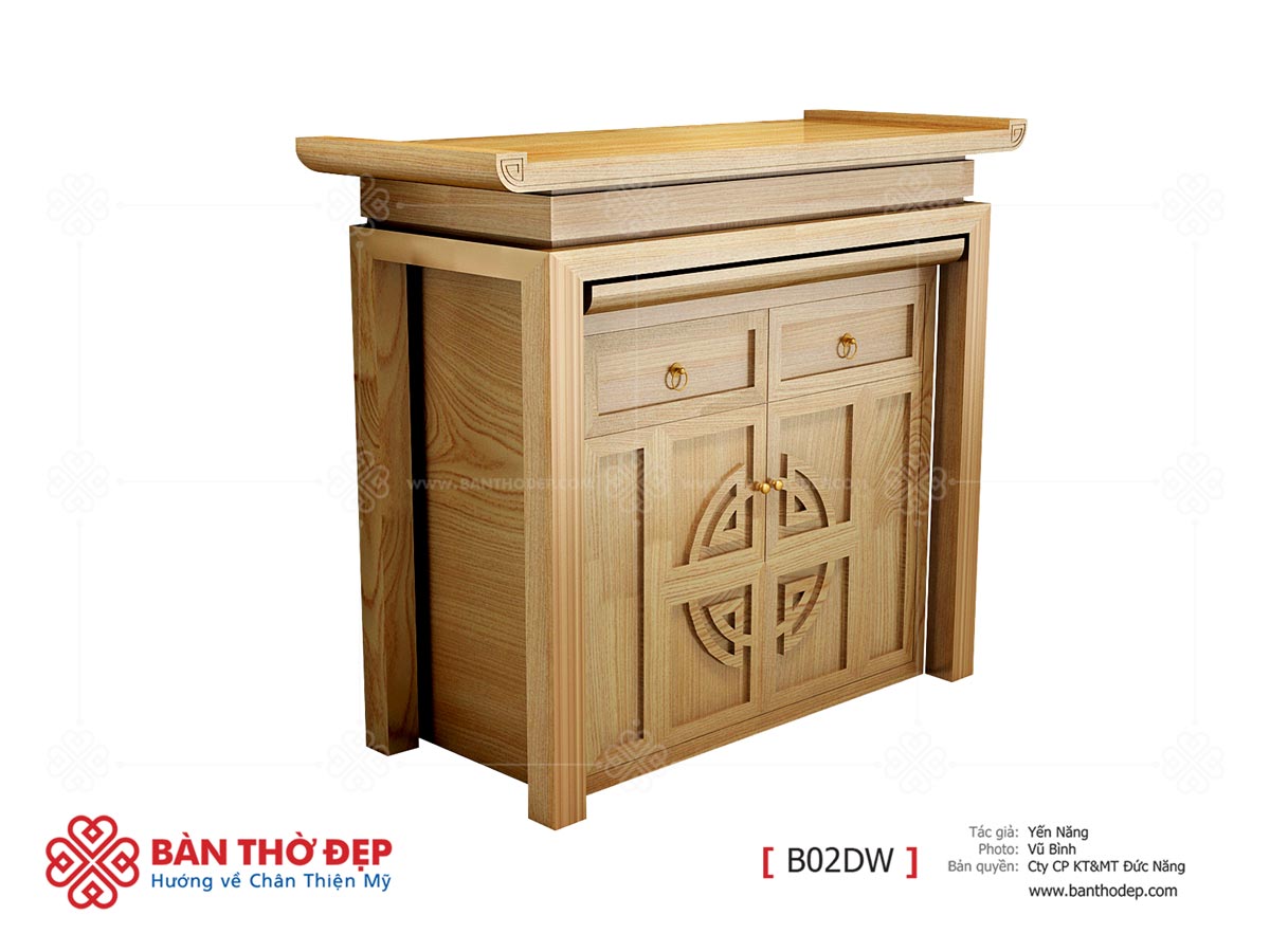 Mẫu bàn thờ gỗ BT0061 kết hợp giữa truyền thống và hiện đại